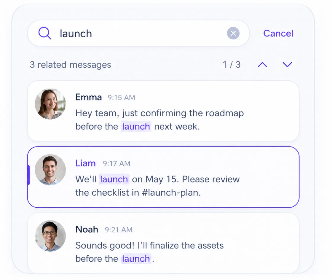 OpenIM search messages and view surrounding conversation context