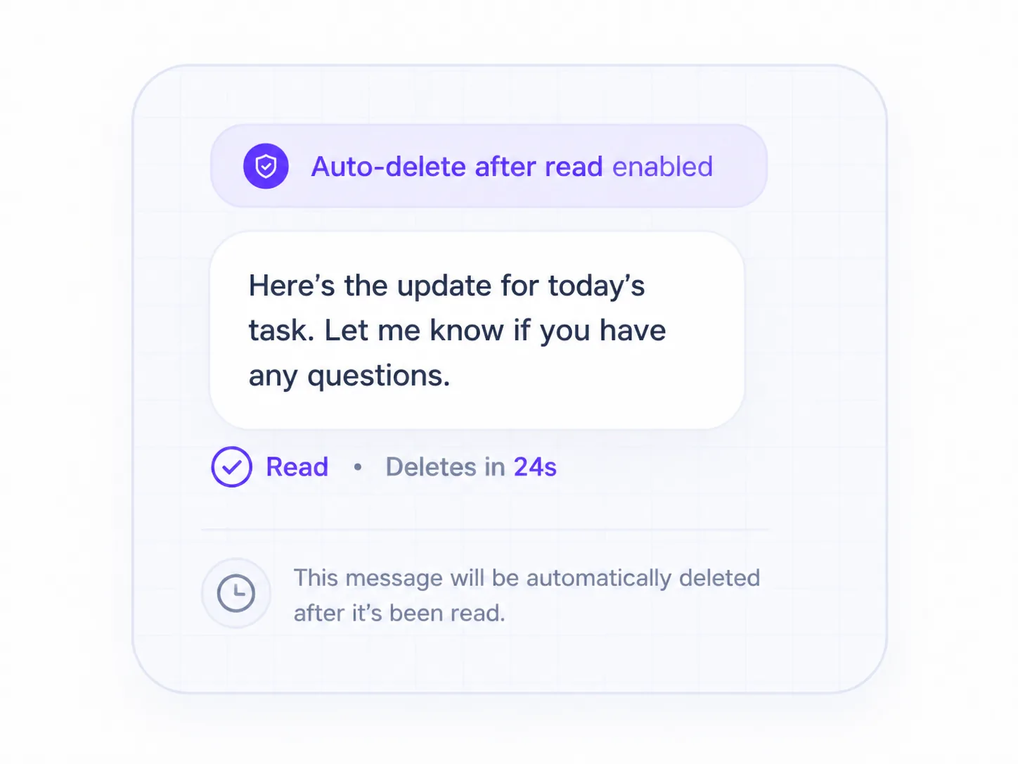 Disappearing message status interface