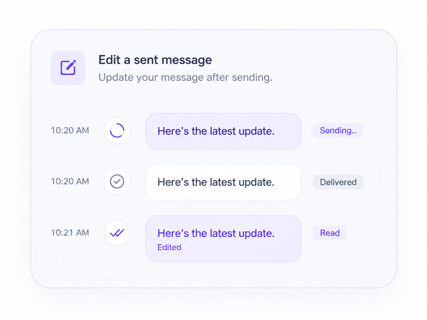 OpenIM edit sent messages with sending, delivered, and read status