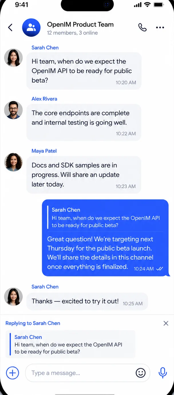OpenIM mobile quoted reply interface