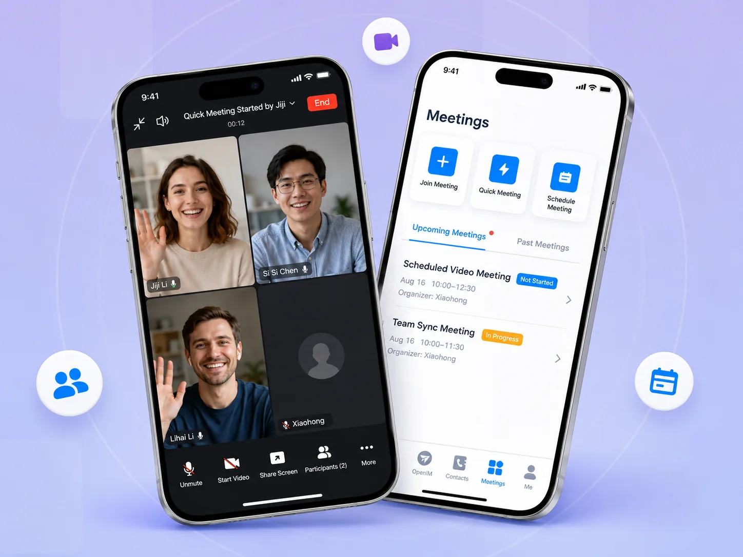 OpenIM mobile voice and video meeting interface