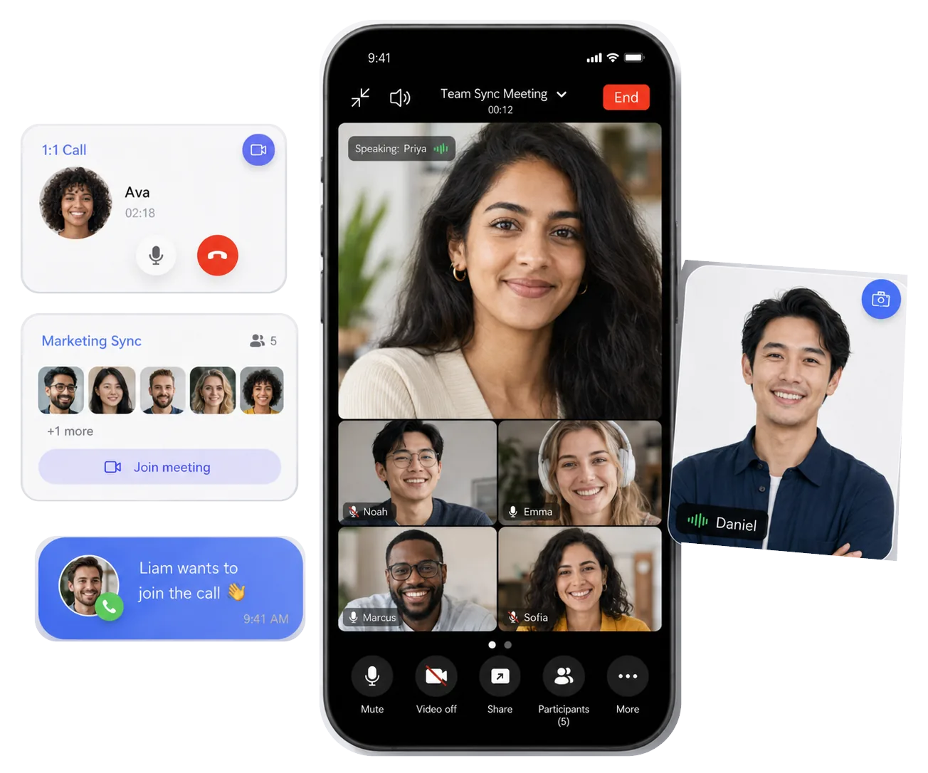 OpenIM voice call, group meeting, and meeting invitation interfaces