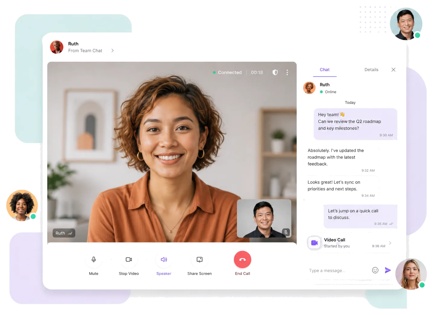 OpenIM video call and chat sidebar interface